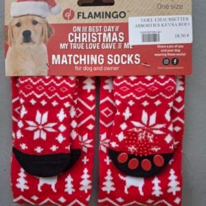 Lot paires de chaussettes anti-dérapantes de noël humain + chien
