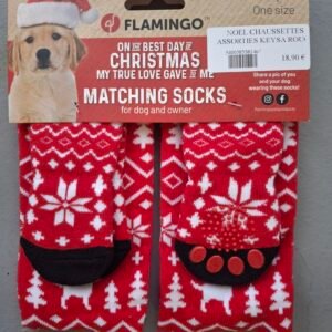 Lot paires de chaussettes anti-dérapantes de noël humain + chien