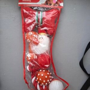 Ensemble jouets de noël chien chaussette rouge